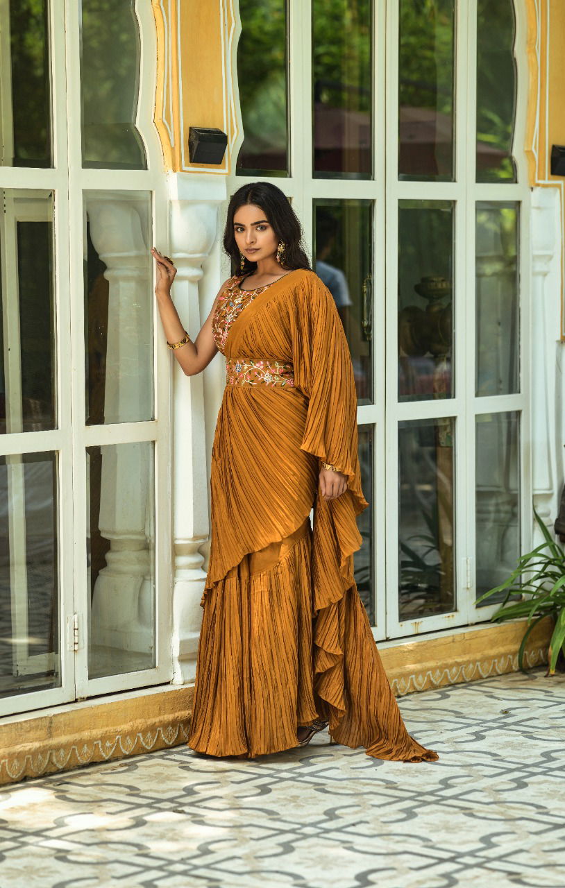 Zara 04 Fancy Designer Embroidery Ruffle Wholesale Party Wear Sarees